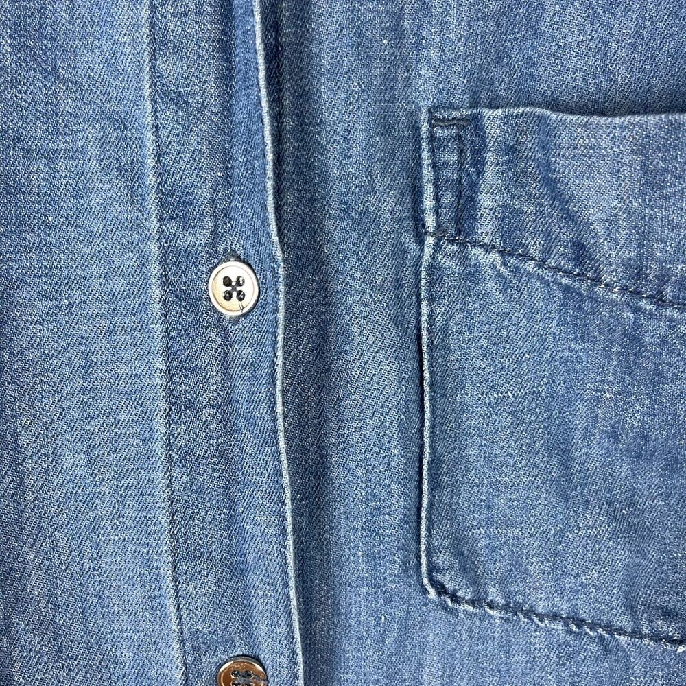 WeWoreWhat Linen Blend Top Womens XS Small Blue Long Sleeve Button Down - Picture 4 of 13